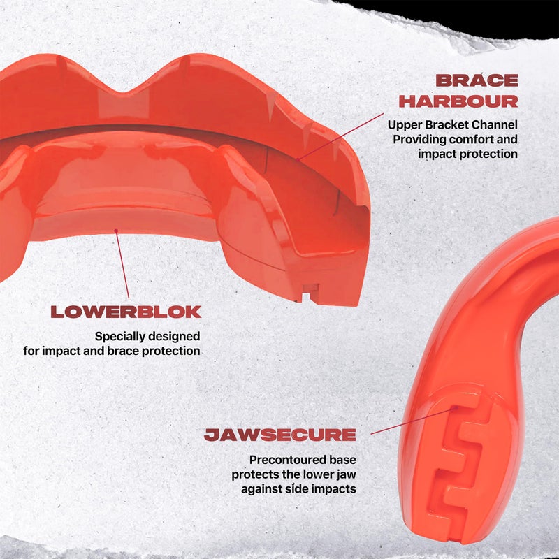 SAFEJAWZ Mouthguard for Braces  Upper & Lower Protection Remoldable Mouth Guard with Case for Boxing  Basketball  Football  MMA  Lacrosse  Hockey and All Contact Sports One Size (Red) - Image 3